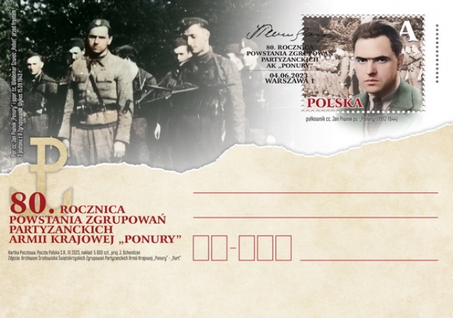 kartka 80 rocznica powstania Zgrupowań Partyzanckich Armii Krajowej Ponury